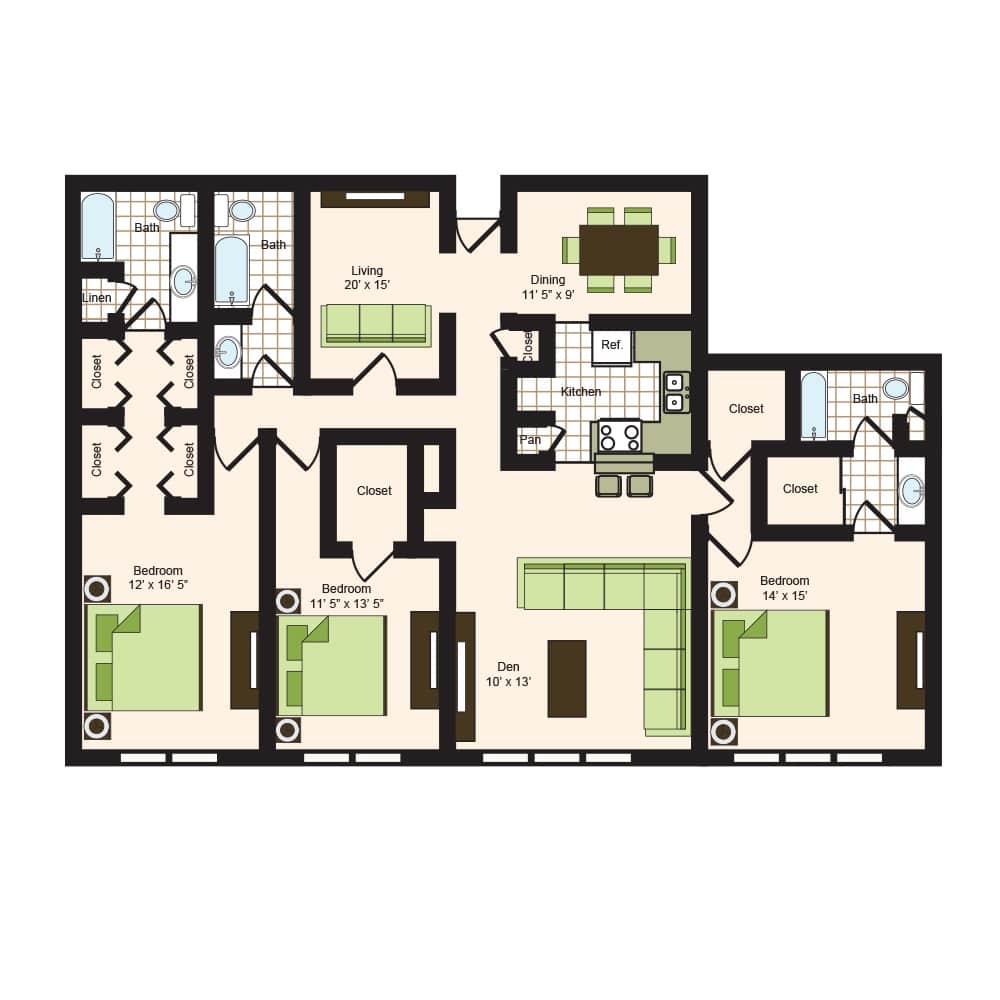 9900 Memorial Apartments | C52 Floor Plan